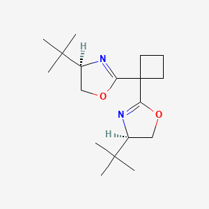 molecular formula C18H30N2O2 B8211893 (4R,4'R)-2,2'-(Cyclobutane-1,1-diyl)bis(4-(tert-butyl)-4,5-dihydrooxazole) 