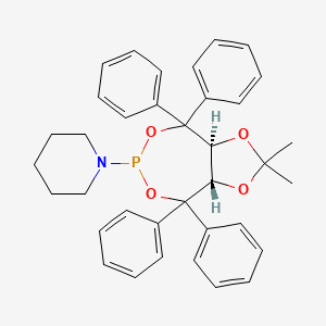 molecular formula C36H38NO4P B8211896 1-((3AS,8aS)-2,2-dimethyl-4,4,8,8-tetraphenyltetrahydro-[1,3]dioxolo[4,5-e][1,3,2]dioxaphosphepin-6-yl)piperidine 