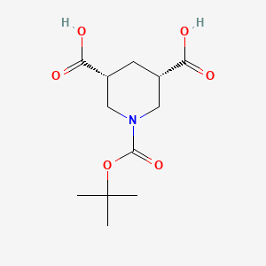molecular formula C12H19NO6 B8212010 (3R,5S)-1-(tert-butoxycarbonyl)piperidine-3,5-dicarboxylic acid 