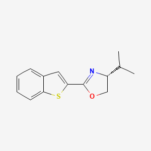 molecular formula C14H15NOS B8212226 (R)-2-(Benzo[b]thiophen-2-yl)-4-isopropyl-4,5-dihydrooxazole 