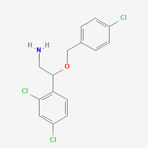 molecular formula C15H14Cl3NO B8212279 2-((4-Chlorobenzyl)oxy)-2-(2,4-dichlorophenyl)ethanamine 
