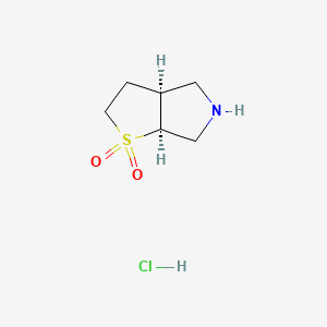 molecular formula C6H12ClNO2S B8212296 rac-(3aR,6aR)-hexahydro-2H-1lambda6-thieno[2,3-c]pyrrole-1,1-dione hydrochloride 
