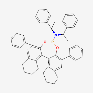 molecular formula C48H46NO2P B8212394 (11bS)-2,6-Diphenyl-N,N-bis((R)-1-phenylethyl)-8,9,10,11,12,13,14,15-octahydrodinaphtho[2,1-d:1',2'-f][1,3,2]dioxaphosphepin-4-amine 