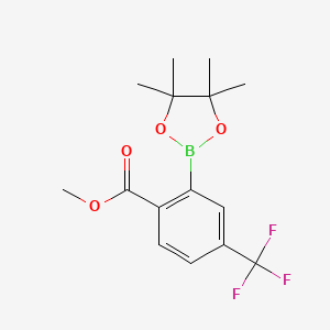 molecular formula C15H18BF3O4 B8212435 Methyl 2-(4,4,5,5-tetramethyl-1,3,2-dioxaborolan-2-yl)-4-(trifluoromethyl)benzoate 
