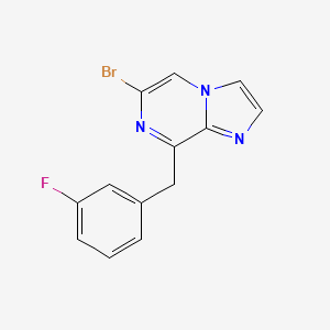 molecular formula C13H9BrFN3 B8212448 6-Bromo-8-[(3-fluorophenyl)methyl]imidazo[1,2-a]pyrazine 