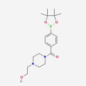 molecular formula C19H29BN2O4 B8212460 (4-(2-Hydroxyethyl)piperazin-1-yl)(4-(4,4,5,5-tetramethyl-1,3,2-dioxaborolan-2-yl)phenyl)methanone 