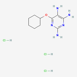 molecular formula C10H20Cl3N5O B8212492 6-(Cyclohexyloxy)pyrimidine-2,4,5-triamine trihydrochloride 