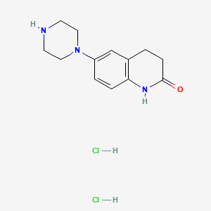 molecular formula C13H19Cl2N3O B8212749 6-piperazin-1-yl-3,4-dihydro-1H-quinolin-2-one;dihydrochloride 