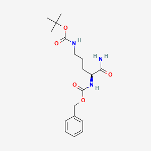 molecular formula C18H27N3O5 B8212936 (S)-Benzyl tert-butyl (5-amino-5-oxopentane-1,4-diyl)dicarbamate 