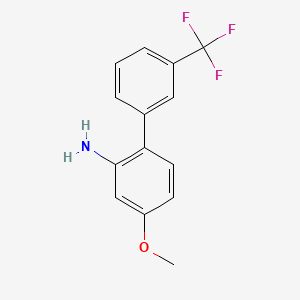 molecular formula C14H12F3NO B8213016 4-Methoxy-3'-(trifluoromethyl)-[1,1'-biphenyl]-2-amine 
