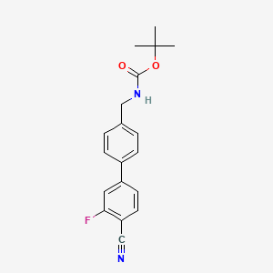molecular formula C19H19FN2O2 B8213234 tert-Butyl ((4'-cyano-3'-fluoro-[1,1'-biphenyl]-4-yl)methyl)carbamate 