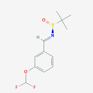 molecular formula C12H15F2NO2S B8213252 (NE,S)-N-[[3-(difluoromethoxy)phenyl]methylidene]-2-methylpropane-2-sulfinamide 