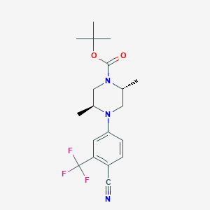 molecular formula C19H24F3N3O2 B8213284 (2R,5S)-tert-Butyl 4-(4-cyano-3-(trifluoromethyl)phenyl)-2,5-dimethylpiperazine-1-carboxylate 