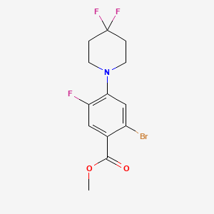 molecular formula C13H13BrF3NO2 B8213310 Methyl 2-bromo-4-(4,4-difluoropiperidin-1-yl)-5-fluorobenzoate 