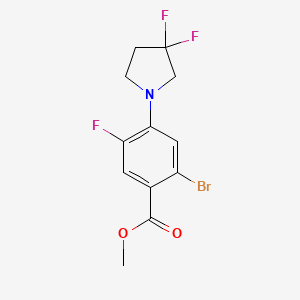 molecular formula C12H11BrF3NO2 B8213333 Methyl 2-bromo-4-(3,3-difluoropyrrolidin-1-yl)-5-fluorobenzoate 