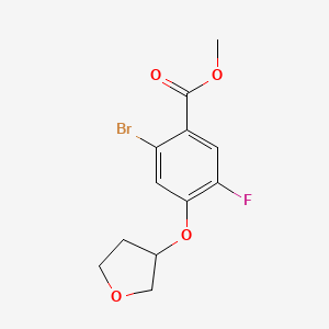 molecular formula C12H12BrFO4 B8213365 Methyl 2-bromo-5-fluoro-4-((tetrahydrofuran-3-yl)oxy)benzoate 