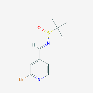 molecular formula C10H13BrN2OS B8213634 (NE,R)-N-[(2-bromopyridin-4-yl)methylidene]-2-methylpropane-2-sulfinamide 