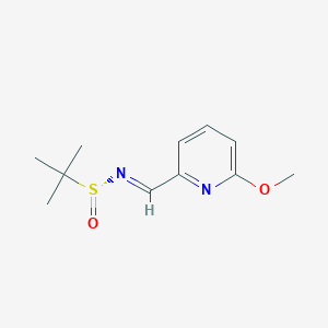 molecular formula C11H16N2O2S B8213643 (NE,R)-N-[(6-methoxypyridin-2-yl)methylidene]-2-methylpropane-2-sulfinamide 