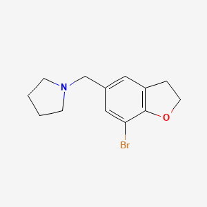 molecular formula C13H16BrNO B8213706 1-((7-Bromo-2,3-dihydrobenzofuran-5-yl)methyl)pyrrolidine 
