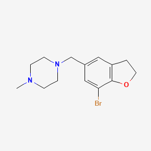 molecular formula C14H19BrN2O B8213752 1-((7-Bromo-2,3-dihydrobenzofuran-5-yl)methyl)-4-methylpiperazine 