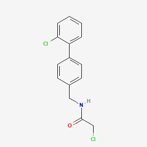 molecular formula C15H13Cl2NO B8213798 2-Chloro-N-((2'-chloro-[1,1'-biphenyl]-4-yl)methyl)acetamide 