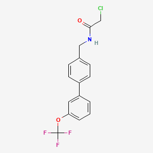 molecular formula C16H13ClF3NO2 B8213814 2-Chloro-N-((3'-(trifluoromethoxy)-[1,1'-biphenyl]-4-yl)methyl)acetamide 