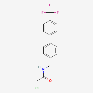 molecular formula C16H13ClF3NO B8213830 2-Chloro-N-((4'-(trifluoromethyl)-[1,1'-biphenyl]-4-yl)methyl)acetamide 