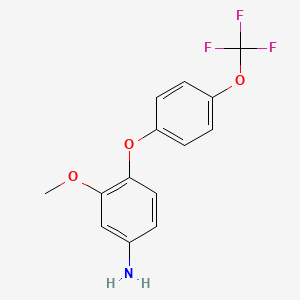 molecular formula C14H12F3NO3 B8214017 3-Methoxy-4-(4-(trifluoromethoxy)phenoxy)aniline 