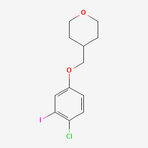molecular formula C12H14ClIO2 B8214095 4-((4-Chloro-3-iodophenoxy)methyl)tetrahydro-2H-pyran 