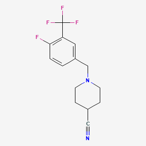 molecular formula C14H14F4N2 B8214166 1-(4-Fluoro-3-(trifluoromethyl)benzyl)piperidine-4-carbonitrile 