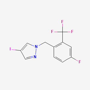 molecular formula C11H7F4IN2 B8214195 1-(4-Fluoro-2-(trifluoromethyl)benzyl)-4-iodo-1H-pyrazole 