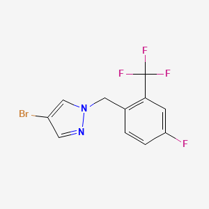 molecular formula C11H7BrF4N2 B8214199 4-Bromo-1-(4-fluoro-2-(trifluoromethyl)benzyl)-1H-pyrazole 
