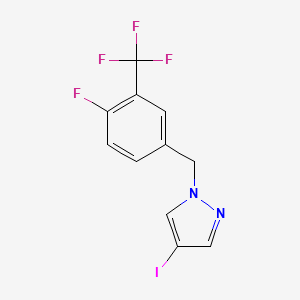 molecular formula C11H7F4IN2 B8214214 1-(4-Fluoro-3-(trifluoromethyl)benzyl)-4-iodo-1H-pyrazole 