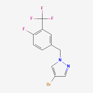 molecular formula C11H7BrF4N2 B8214218 4-Bromo-1-(4-fluoro-3-(trifluoromethyl)benzyl)-1H-pyrazole 