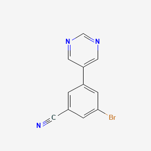 molecular formula C11H6BrN3 B8214301 3-Bromo-5-(pyrimidin-5-yl)benzonitrile 