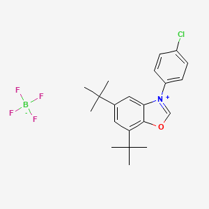 molecular formula C21H25BClF4NO B8214424 5,7-Di-tert-butyl-3-(4-chlorophenyl)benzo[d]oxazol-3-ium tetrafluoroborate 