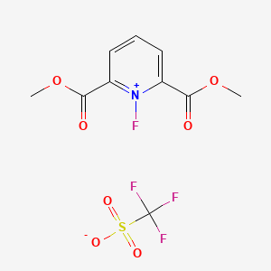 molecular formula C10H9F4NO7S B8214442 1-Fluoro-2,6-bis(methoxycarbonyl)pyridin-1-ium trifluoromethanesulfonate 
