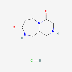 molecular formula C8H14ClN3O2 B8214521 Decahydropyrazino[1,2-a][1,4]diazepine-4,8-dione hydrochloride 