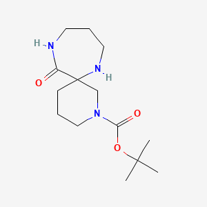 molecular formula C14H25N3O3 B8214534 Tert-butyl 12-oxo-2,7,11-triazaspiro[5.6]dodecane-2-carboxylate 