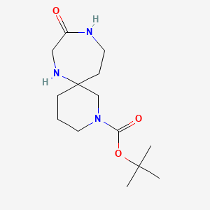 molecular formula C14H25N3O3 B8214554 Tert-butyl 9-oxo-2,7,10-triazaspiro[5.6]dodecane-2-carboxylate 