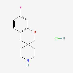 molecular formula C13H17ClFNO B8214581 7-Fluoro-2,4-dihydrospiro[1-benzopyran-3,4'-piperidine] hydrochloride 