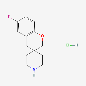 molecular formula C13H17ClFNO B8214588 6-Fluoro-2,4-dihydrospiro[1-benzopyran-3,4'-piperidine] hydrochloride 