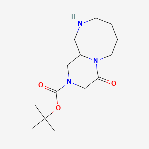 molecular formula C14H25N3O3 B8214651 tert-butyl 4-oxo-decahydro-1H-pyrazino[1,2-a][1,4]diazocine-2-carboxylate 