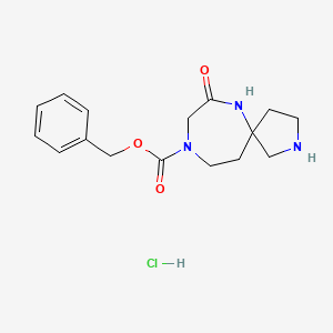 molecular formula C16H22ClN3O3 B8214684 Benzyl 7-oxo-2,6,9-triazaspiro[4.6]undecane-9-carboxylate hydrochloride 
