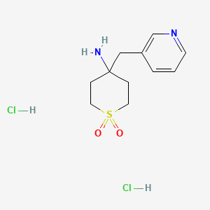 molecular formula C11H18Cl2N2O2S B8214690 1,1-Dioxo-4-(pyridin-3-ylmethyl)thian-4-amine;dihydrochloride 