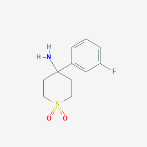 molecular formula C11H14FNO2S B8214707 4-amino-4-(3-fluorophenyl)tetrahydro-2H-thiopyran 1,1-dioxide 