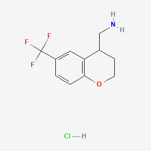 molecular formula C11H13ClF3NO B8214764 1-[6-(trifluoromethyl)-3,4-dihydro-2H-1-benzopyran-4-yl]methanamine hydrochloride 