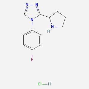 molecular formula C12H14ClFN4 B8214778 4-(4-fluorophenyl)-3-(pyrrolidin-2-yl)-4H-1,2,4-triazole hydrochloride 
