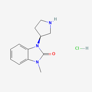 molecular formula C12H16ClN3O B8214922 1-methyl-3-[(3S)-pyrrolidin-3-yl]-2,3-dihydro-1H-1,3-benzodiazol-2-one hydrochloride 