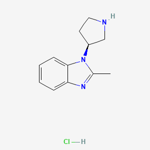 molecular formula C12H16ClN3 B8214927 2-methyl-1-[(3S)-pyrrolidin-3-yl]-1H-1,3-benzodiazole hydrochloride 